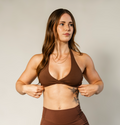 Brown Front Twist Sports Bra
