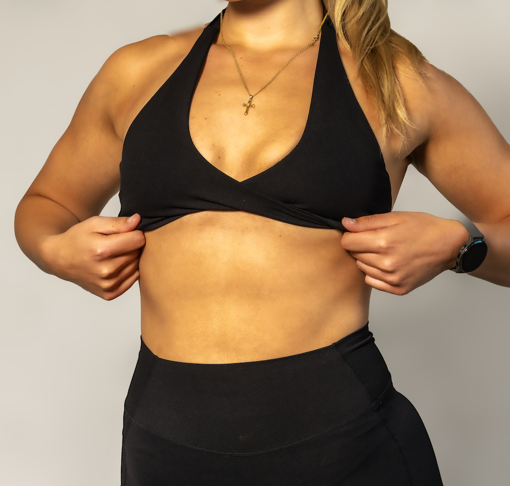 Black Front Twist Sports Bra